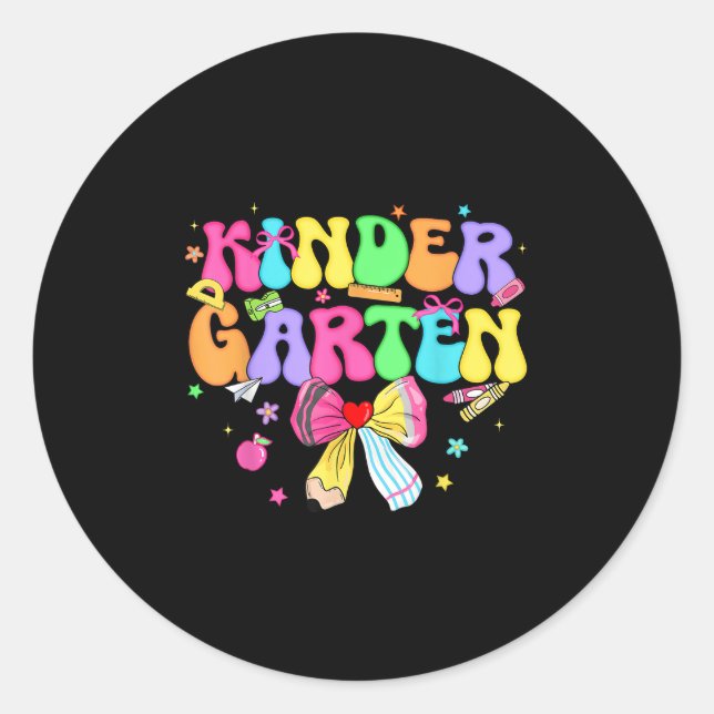 Sticker Rond Jardin d'enfants Coquette Crayon Bow Enseignante F (Devant)