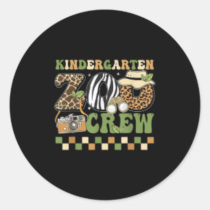 Sticker Rond Jardin D'Enfants Zoo Équipe Retour À L'École Champ