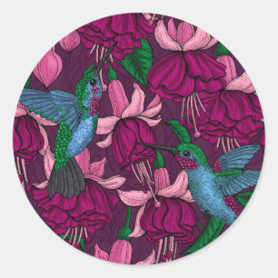 Sticker Rond Jardin des colibris