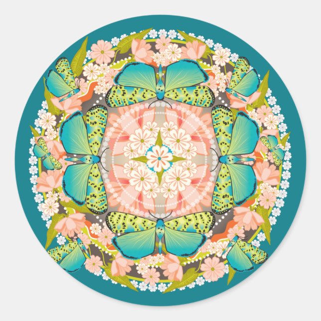 Sticker Rond Jardin des papillons (Devant)