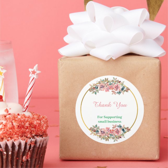 Sticker Rond Jardin d'été Floral Merci Classic Round (Fête)