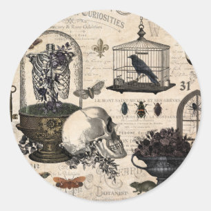 Sticker Rond Jardin d'Halloween Vintage