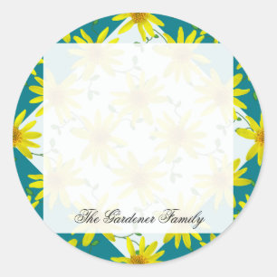 Sticker Rond Jardin doux Fleur sauvage d'Arnica jaune sur n'imp
