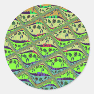 Sticker Rond Jardin Éclectique Enchantant À damiers Beauté Flor