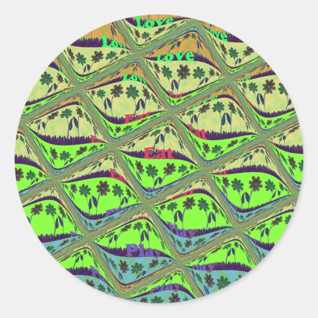 Sticker Rond Jardin Éclectique Enchantant À damiers Beauté Flor (Devant)