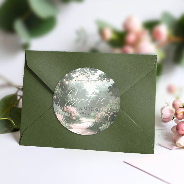 Sticker Rond Jardin enchanté Sweet 16 rose ID1163 (Créateur téléchargé)