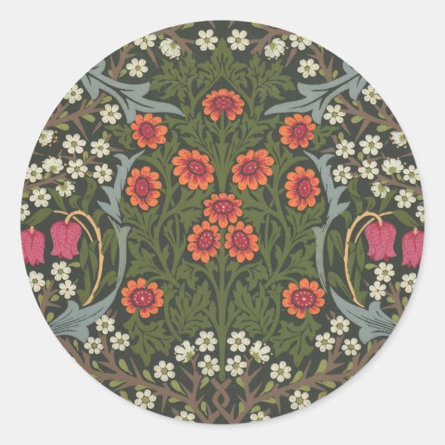 Sticker Rond Jardin Fleur Classique de Prunellier de William Mo (Devant)