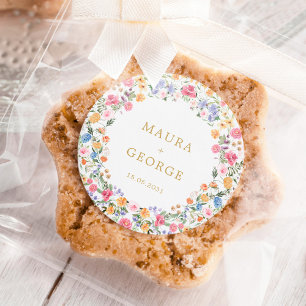 Sticker Rond Jardin Fleur sauvage coloré Jardin Floral Mariage