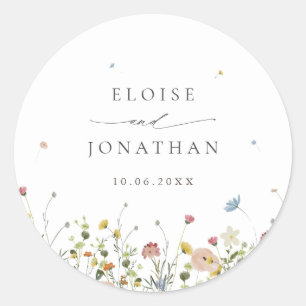 Sticker Rond Jardin Fleur sauvage de printemps Floral minimalis