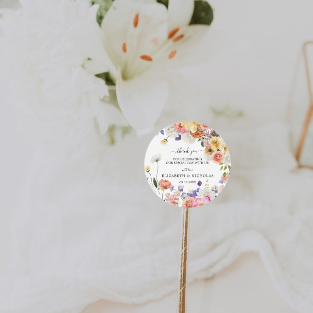 Sticker Rond Jardin fleur sauvage | Faveur de mariage (Créateur téléchargé)