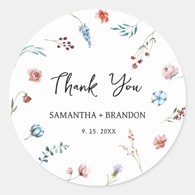 Sticker Rond Jardin Fleur sauvage Mariage (Devant)