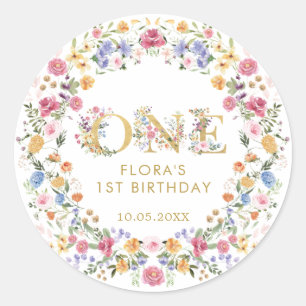 Sticker Rond Jardin Fleur sauvage Vibrant Wreath 1er anniversai