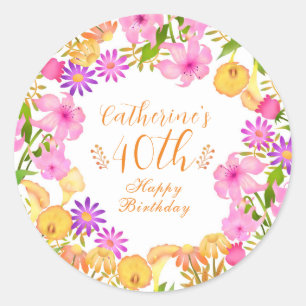 Sticker Rond Jardin floral blanc
