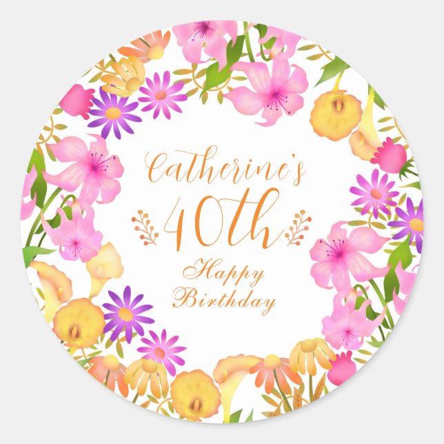 Sticker Rond Jardin floral blanc (Devant)