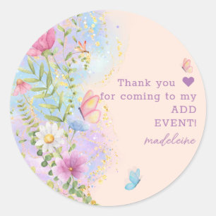 Sticker Rond Jardin Floral de Fleurs Sauvages Fantaisiste pour 