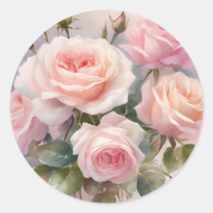 Sticker Rond Jardin Floral de Roses Roses Élegantes