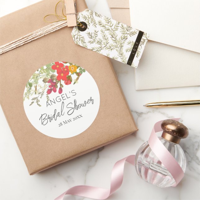 Sticker Rond Jardin Floral d'Été pour une Mariée  (Cadeaux)