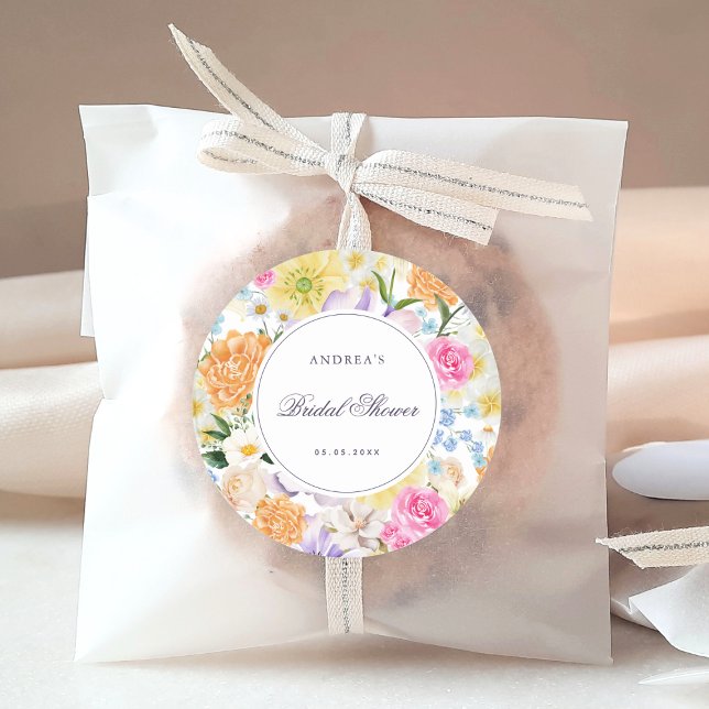 Sticker Rond Jardin Floral Éclatant Mariage Printemps Été (Créateur téléchargé)