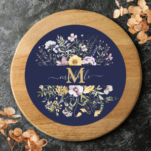 Sticker Rond Jardin Floral Élégant de Fleurs Sauvages Colorées