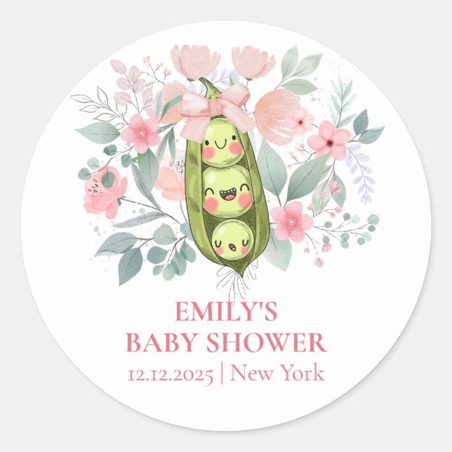Sticker Rond Jardin Floral Rose Pois Doux Dans Baby shower Pod (Devant)