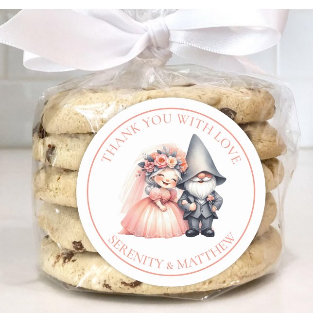 Sticker Rond Jardin Gnome Bois Merci Mariage orange (Créateur téléchargé)