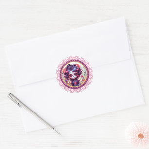 Sticker Rond Jardin gothique mignon Crâne en sucre Rond classi
