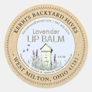 Sticker Rond Jardin Hive Beeswax Lavender Lavender Lavande Balm