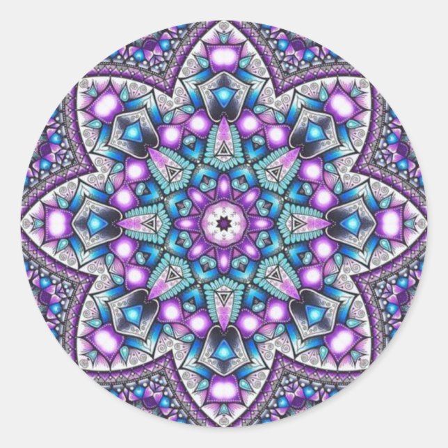 Sticker Rond Jardin paisible Kaleidoscope Mandala (Devant)