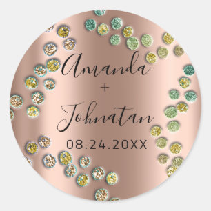 Sticker Rond Jardin Points Abstraits Nom Date Rose Noire