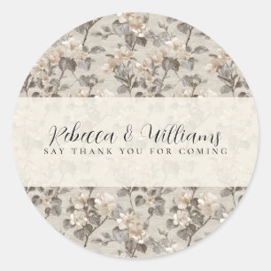Sticker Rond Jardin Romantique de Gardenias Accent Mariage Rétr
