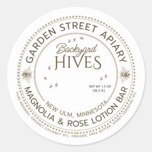 Sticker Rond Jardin ruches cire d'abeille LOCATION BAR ÉTIQUETT