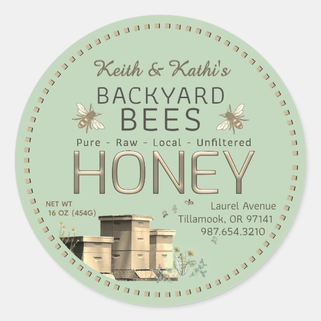 Sticker Rond Jardin ruches d'abeilles et Petites abeilles Jardi (Devant)