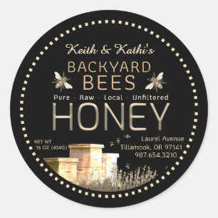 Sticker Rond Jardin ruches d'abeilles et petites abeilles sur l