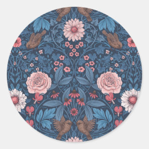 Sticker Rond Jardin sauvage en bleu