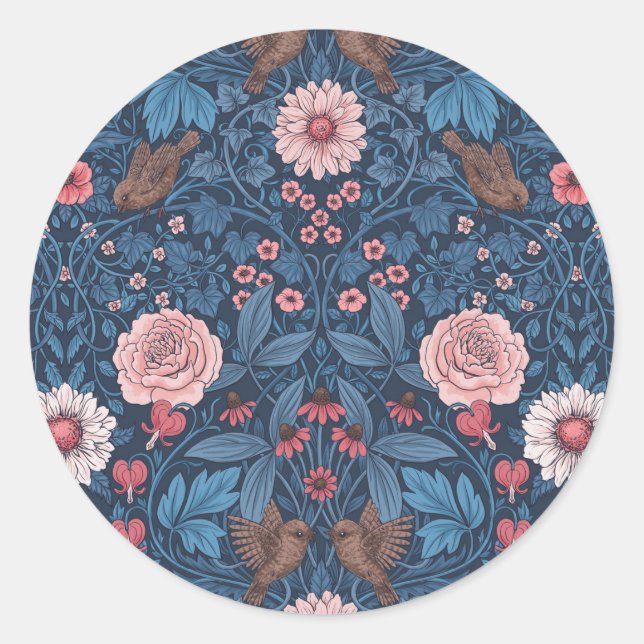 Sticker Rond Jardin sauvage en bleu (Devant)