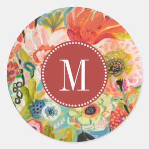 Sticker Rond Jardin secret III floral du monogramme  