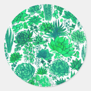 Sticker Rond Jardin succulent