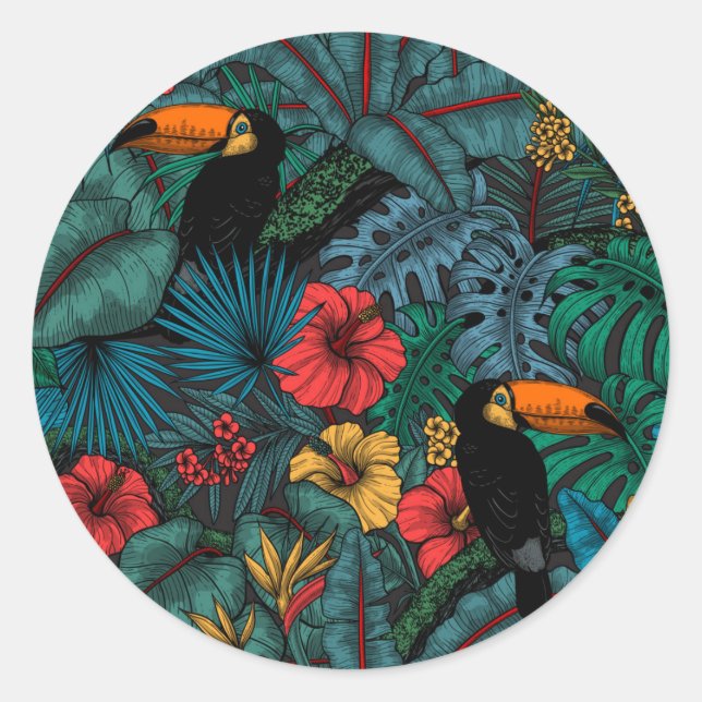 Sticker Rond Jardin toucan (Devant)