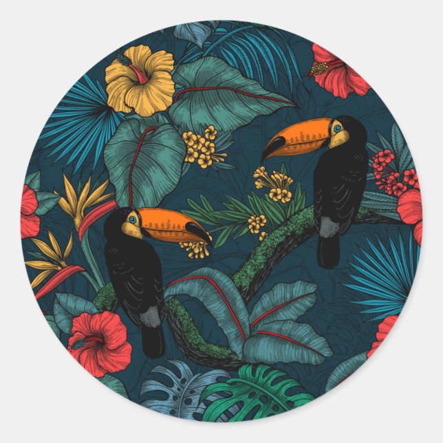 Sticker Rond Jardin toucan 2 (Devant)