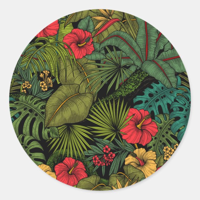 Sticker Rond Jardin tropical (Devant)