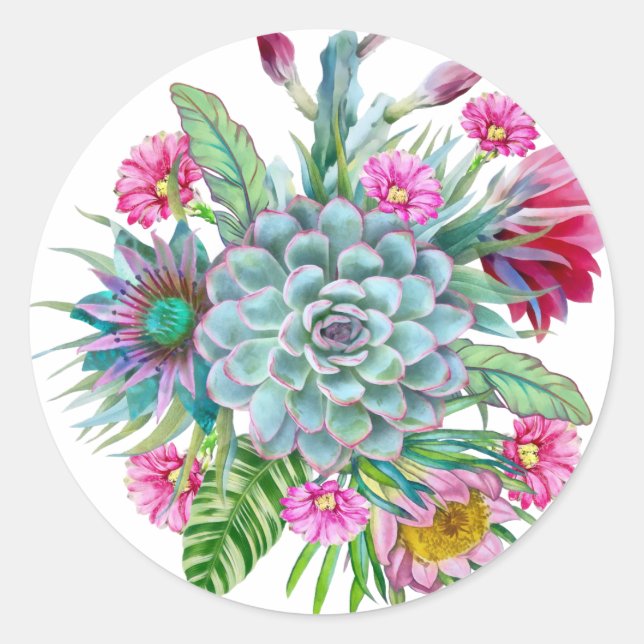 Sticker Rond Jardin tropical Succulent (Devant)