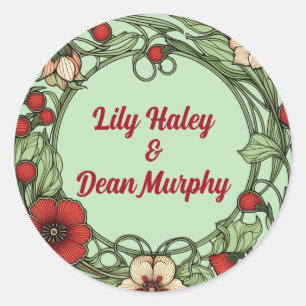 Sticker Rond Jardin vintage Art nouveau Mariage