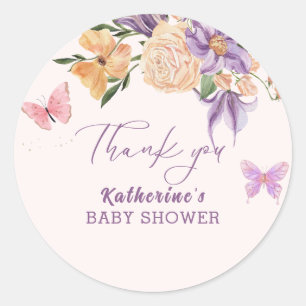 Sticker Rond Jardin Whimsical Floral Butterfly baby shower fill