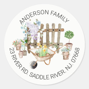 Sticker Rond Jardinage Planter de nouvelles racines Adresse