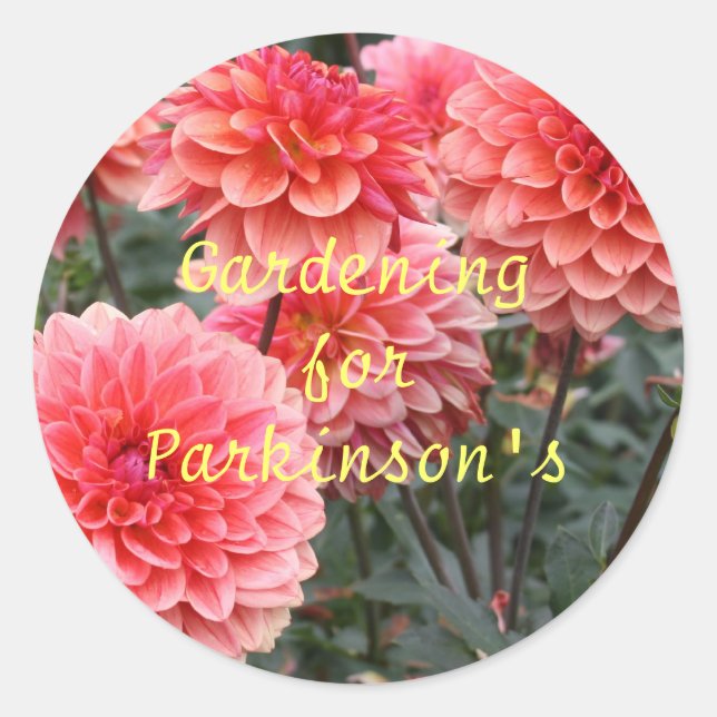 Sticker Rond Jardinage pour Parkinson (Devant)