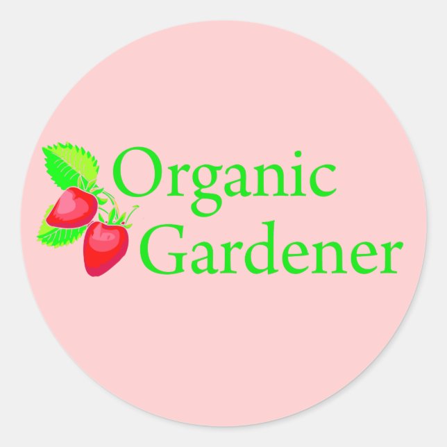 Sticker Rond Jardinier bio - Fraises (Devant)