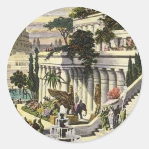 Sticker Rond Jardins de Babylone par Maerten van Heemsker