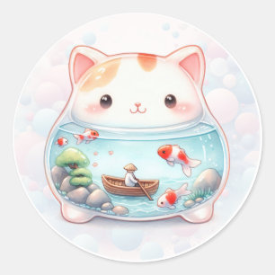 Sticker Rond Jarres d'animaux de lunettes - Chat -