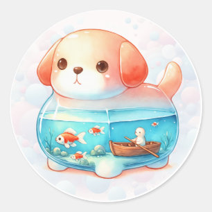 Sticker Rond Jarres d'animaux de Whimsical - Chien -