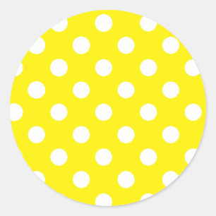 Sticker Rond Jaune avec Pois blancs